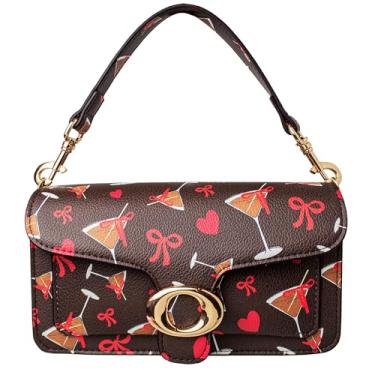 Imagem de Mini bolsa de ombro de couro PU com alça transversal removível – bolsa com ícone gráfico moderno para adolescentes e mulheres, Marrom, Small, Bolsa de mão de poliuretano estampada