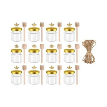 Imagem de Conjunto De Mini Potes De Vidro Para Mel 1.5 Oz, Potes Hexagonais Sela