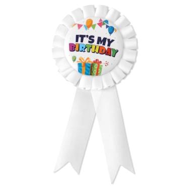 Imagem de It's My Birthday Pins, broche de botão de feliz aniversário colorido cetim gorgorão fita broche para decoração de roupas de festa para homens e mulheres