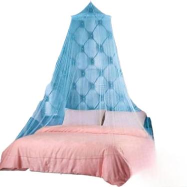 Imagem de Mosquiteiro de Teto Rendinha Filó com Elástico – Casal, Solteiro e Cama Box | Proteção Contra Mosquitos(Azul)