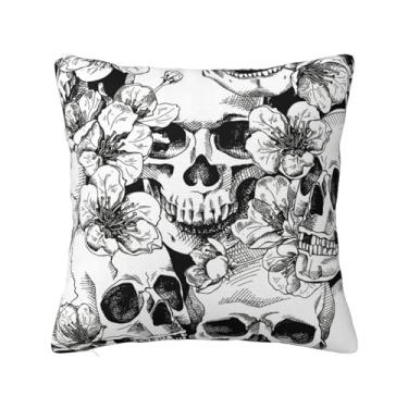 Imagem de Lalamelody Capas de almofada de caveira 45,7 x 45,7 cm para sofá, casa, cama, sala de estar, fronhas decorativas