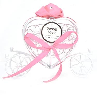 Imagem de SIWOTED Caixa de doces em formato de coração, fofa, vazada, casamento, chá de bebê, presente, caixa de chocolate (Rosa)