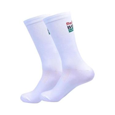 Imagem de Meias De Ciclismo Unissex Adulto Brancas Leves Em Malha Antiderrapante