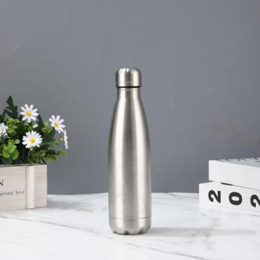 Imagem de Garrafa de água isolada de aço inoxidável de 500 ml - Recipiente de viagem à prova de vazamento para uso diário (prateado)