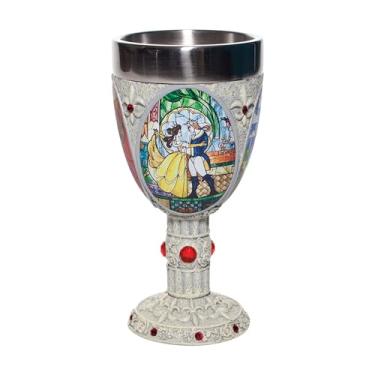 Imagem de Enesco Taça decorativa de cálice com cenas de vitral de A Bela e a Fera da Disney, 1 unidade (pacote com 1), multicolorido
