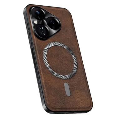 Imagem de LTLMYDAM Capa magnética para Huawei Pura 80 Ultra/80 Pro/80Pro+/80, capa vintage com proteção contra choque para câmera, carregamento sem fio, capa fina, marrom, 80 Pro+