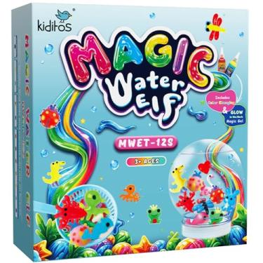 Imagem de Kiditos Kit Magic Water Elf – Brinquedo sensorial Aqua Gelz para crianças, 12 géis + 10 moldes e 1 garrafa, kit divertido de gel de água, presentes para aniversários e Natal, a partir dos 3 anos