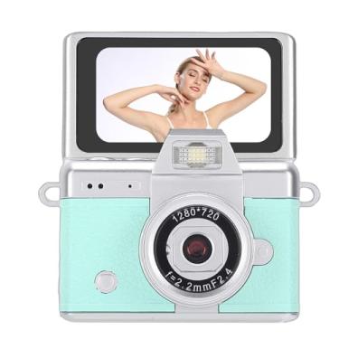 Imagem de Dpofirs Câmera Digital Com Mini Chaveiro, Gravador de Vídeo retrô de Tamanho de Bolso 1080P Com Tela Giratória de 180 °, Câmera de Colar Grande Angular para Ciclismo No Campus de Viagens (Verde)