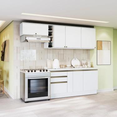 Imagem de Armário de Cozinha Completa Garrafeiro 100% MDF 260cm Branco Celeste Kappesberg