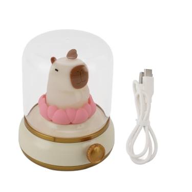 Imagem de Capivara luz noturna inovadora, luminária de mesa fofa recarregável por usb, lâmpada de cabeceira para quarto, sala de leitura, iluminação suave e quente