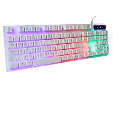 Imagem de Teclado Gamer Branco Semi Mecânico LED RGB