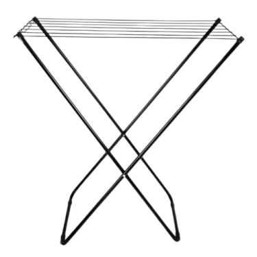 Imagem de Varal De Chão Inox Reforçado Com Abas Dobrável Portátil Grande Roupas Apartamento(sem abas preto)