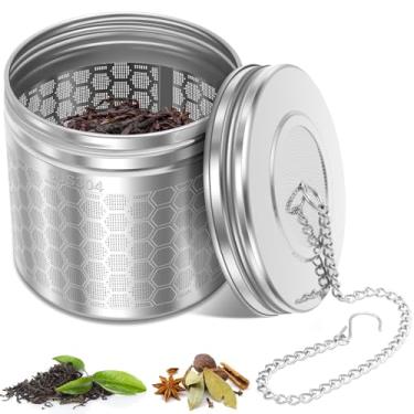 Imagem de Coador de chá de aço inoxidável, infusor de chá de malha extrafina com gancho S e coador de infusor de especiarias de corrente estendida para cozinhar chá solto