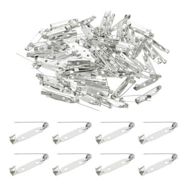 Imagem de PATIKIL 100 peças de pino de broche, 30 mm (1,17") pinos de barra atrás fecho de segurança, prata