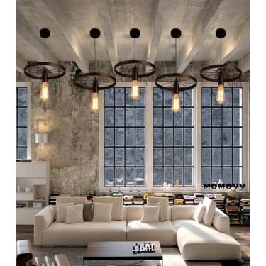 Imagem de Lustre pendente vintage com altura ajustável, soquete E27*1 (sem lâmpada), estilo industrial, para teto, ideal para restaurantes, cozinhas, bares e cafés. Luminária pendente de metal com rod