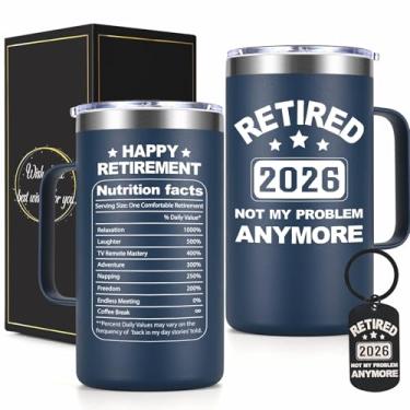 Imagem de Qtencas Retirement Gifts for Men, Retired 2026 Not My Problem Anymore Caneca de café com isolamento de 590 ml, presente de professor aposentado 2026, presentes de aposentadoria para homens, pai