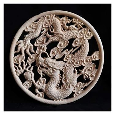 Imagem de 3. 0 CM Grandes apliques de onlay de madeira para casa de mobiliário de casa, decalque esculpido artesanal porta de mobília sem pintura Applique onlay armário decoração(F,2PCS)