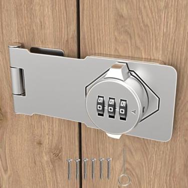 Imagem de Fechadura de combinação sem chave – Fechadura de combinação de 3 dígitos para portas de armário – Trava de trava com botão de torção com código de senha – Trava de porta de armário de liga de zinco para gavetas de cozinha, armários, armários... (prata)