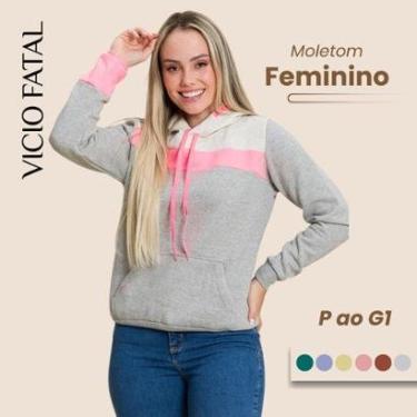 Imagem de Moletom Canguru Feminino Capuz Ajustável e Bolso Canguru-Feminino