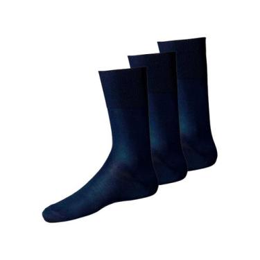 Imagem de Kit com 3 Pares de Meias Social Lupo 1100-011/049, Azul marinho, 37-44