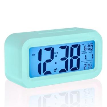 Imagem de Relógio Despertador Digital de Mesa Temperatura Recarregável (Azul)