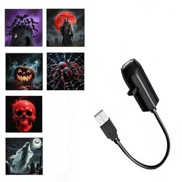 Imagem de Luminária Projetor Halloween USB LED 5V – Fantasma, Crânio e Projeção de Halloween, Luz Ambiente Decorativa para Parede, Teto e Janela (6 estilos - opção 2)