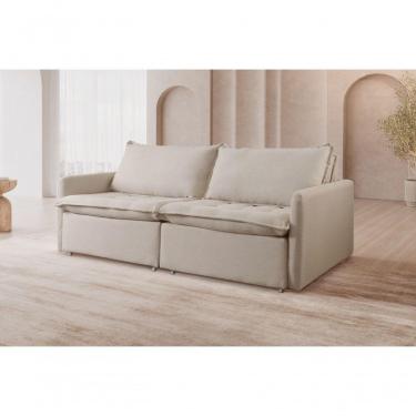 Imagem de Sofá Retrátil Cama Califórnia Para Sala 220 Cm linho Nude