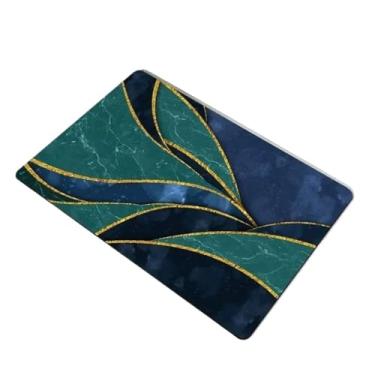 Imagem de Tapete de banho em aquarela, lama de diatomáceas, antiderrapante, superabsorvente, cozinha, chuveiro, tapete, banheiro, decoração de quarto (azul-verde, 30 x 40 cm)