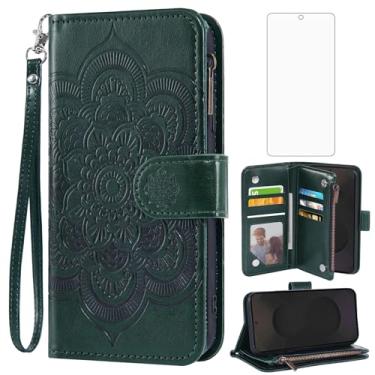 Imagem de Asuwish Capa de telefone para Samsung Galaxy S25 FE 5G capa carteira com protetor de tela de vidro temperado e flor couro PU flip porta-cartão de crédito acessórios celulares S 25 EF S25FE 25S 25FE