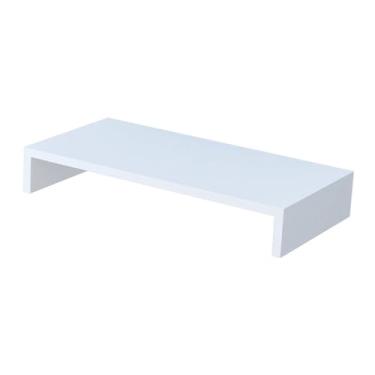 Imagem de BaotyJie Suporte para com plataforma elevatória, prático, estável, e que economiza espaço. Multiuso, em madeira, ideal para casa, escritório, Branco