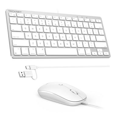 Imagem de TECKNET Teclado e mouse com fio compatíveis com Mac, teclado com interface dupla (Tipo-C e USB A), mouse com interface USB A para MacBook Pro/Air, iMac, Mac mini/Pro
