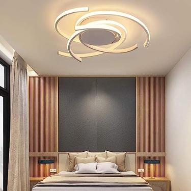 Imagem de Luminária de teto LED com design criativo em espiral em formato de flor, ideal para sala de estar, quarto, escritório ou quarto infantil. Possui controle remoto, ajuste de cor e brilho (bran
