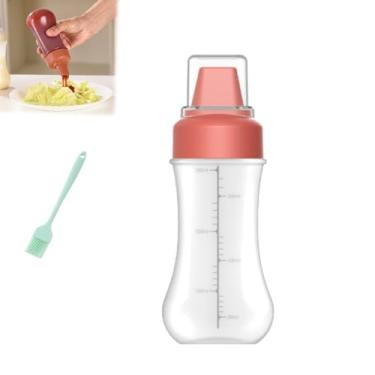 Imagem de Frasco spray de espremer condimento de 5 furos, dispensador de molho de 335 g com etiquetas removíveis e tampa contra poeira, frasco de esguicho de precisão transparente para azeite, molho de salada