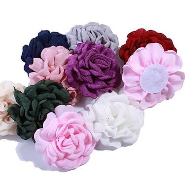 Imagem de NevStp 5 peças de flores de tecido de cetim de 8 cm para decoração de vestido flor artificial para convite de casamento, cores mistas, apenas flores