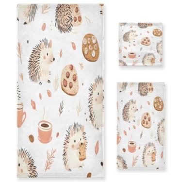 Imagem de xigua Lindo conjunto de toalhas de banheiro de ouriço absorvente macio 3 peças toalha de banho toalha de mão toalhas decorativas para banheiro, academia, hotel, praia, piscina