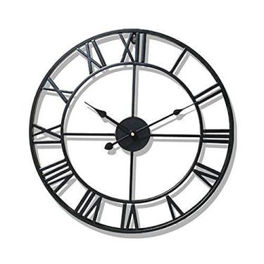 Imagem de U5GAAALPPQ9 Relógio criativo minimalista nórdico retrô relógio de parede (preto 45,7 cm)