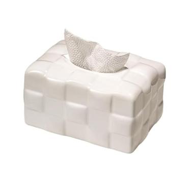 Imagem de x3anggyt5 Capa de caixa de lenços de papel cerâmico, textura quadrada, casa, sala de estar, escritório, secretária, organizador de caixa de lenços (branco)