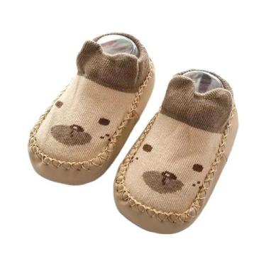 Imagem de Meias Pantufas Unissex Para Bebês Com Solas De Borracha Antiderrapante