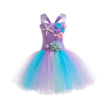 Imagem de Vestido De Tutu De Sereia Com Apliques De Estrela Do Mar Coral, Vestid