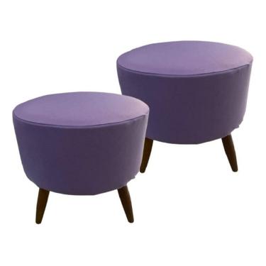 Imagem de Kit 2 Capas Para Puff Redondo Pé Palito Malha Com Elástico