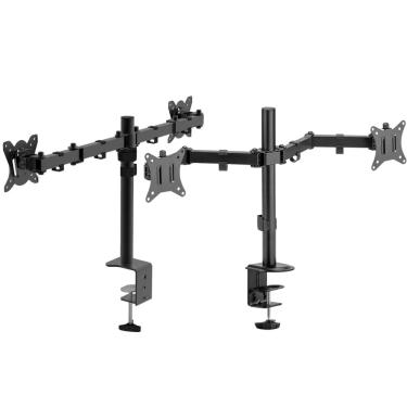 Imagem de KIT 2 Suportes Duplo Articulados Monitores/TV 13-32" Mesa/Parede Vesa 75/100mm 