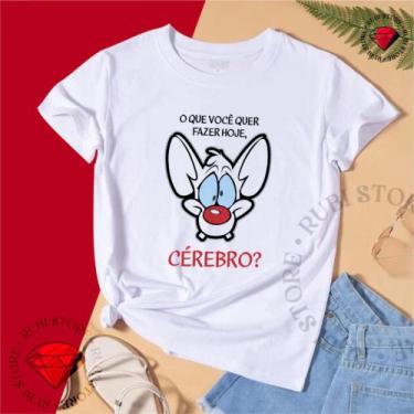 Imagem de Camiseta Casal Namorados Pink e Cérebro Vamos Conquistar o Mundo - Min