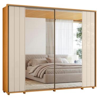 Imagem de Guarda Roupa Casal 2 Portas Deslizante Com Espelhos Dali 278 Cm Cinamomo Off White Madetec