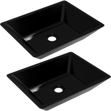 Imagem de Kit 02 Cubas de Apoio Retangular Para Banheiro Lavabo C01 RT45 Preto - Lyam Decor