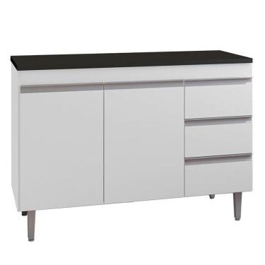 Imagem de Balcão De Cozinha Andréia Branco Com Tampo 100 Cm Preto Fosco - Ajl