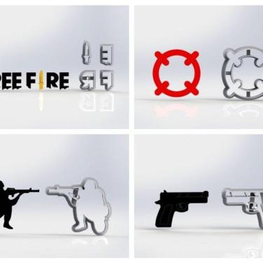 Imagem de Cortador Kit Free Fire 4 Modelos Tamanho 5 Cm
