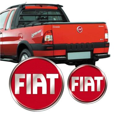 Imagem de Emblema Tampa Traseira Fiat Strada 2005 Adesivo Vermelho Cor Vermelho