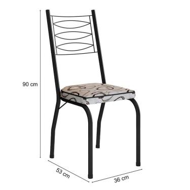 Imagem de Kit 6 Cadeiras Aço Carbono Tubular Metálica Acabamento D-25 Luana Preto-cedro