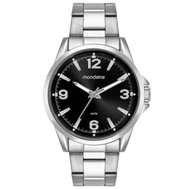 Imagem de Relógio Mondaine Masculino Analógico Prateado Mostrador Preto Resisten