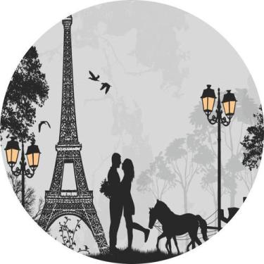 Imagem de Painel de Lona Redondo Paris Lua Noite - Fabrika De festa, 170x170cm